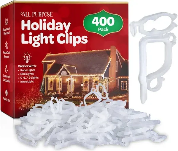 All-Purpose Holiday Light Clips [Set of 400] Christmas Light Clips, Outdoor L...