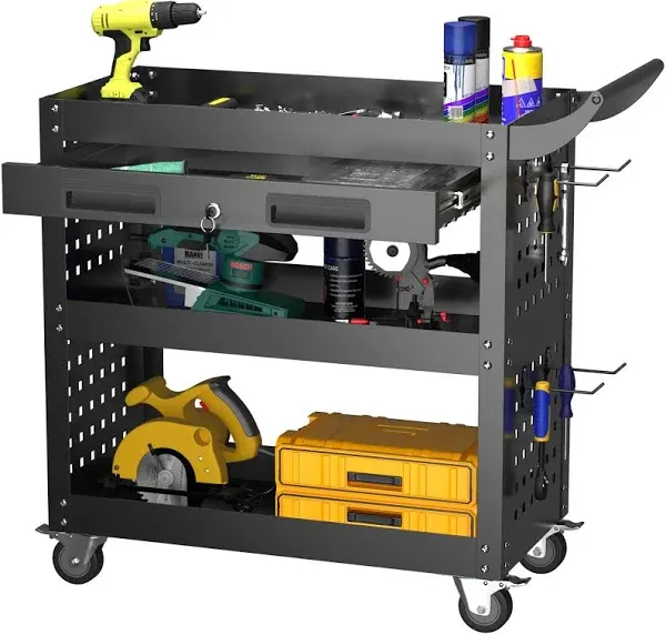 17 Stories 3 Tier 330 Lbs Rolling Tool Cart On Wheels