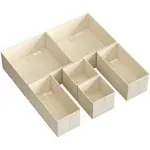 SONGMICS Foldable Fabric Storage Bins for Socks, Underwear, Bras, Ties, Scarves, Sand Beige / 6 Set