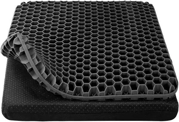 OMCOZY Gel Seat Cushion Cooling Thick Breathable Honeycomb Design - BLACK