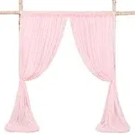 10ft Pink Sheer Chiffon Fabric Backdrop Curtains for Wedding or Party Decor