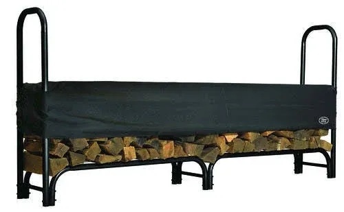 96&#034; Black Polyester Fabric Firewood Log Stack Cover Sliding Adjustable Half