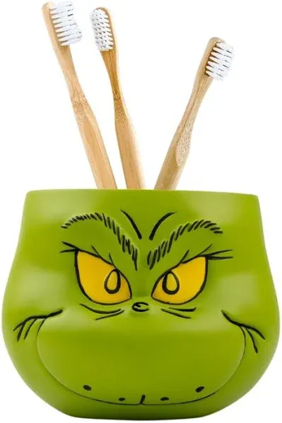 Franco Collectibles Dr Seuss The Grinch Holiday Christmas Toothbrush Holder Makeup BrushesPens Tumbler Officially Licensed Produ