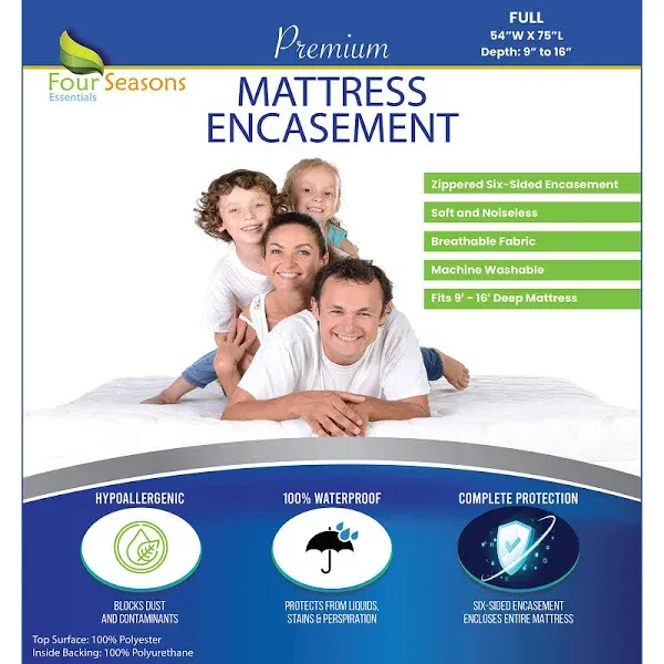 Mattress Protector Waterproof Zippered Encasement Bed Cover