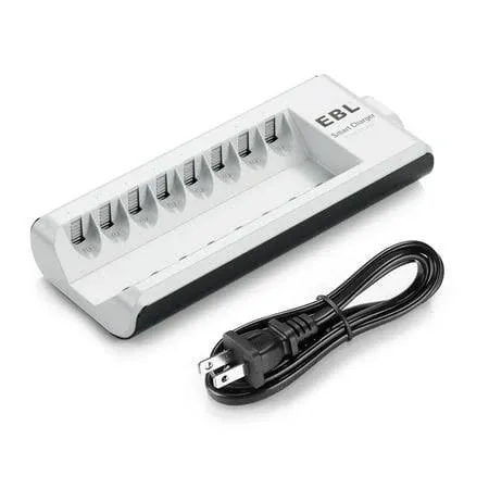 8-Slot Battery Charger + 2USB Port For AA AAA NI-MH NI-CD Rechargeable Batteries