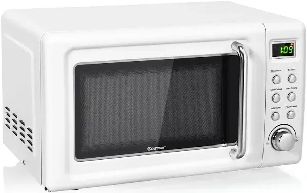 Costway 0.7Cu.ft Retro Countertop Microwave Oven 700W LED Display