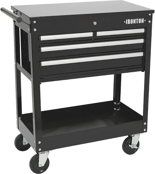 Ironton 30inch 4-Drawer Tool Cart, 33-7/8Inch L x 17-5/8Inch W x 39-1/8Inch H, 500-Lb. Capacity