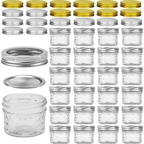 Durable Glass Jars with Extra Lids - Perfect for Food Storage and Shower Favors