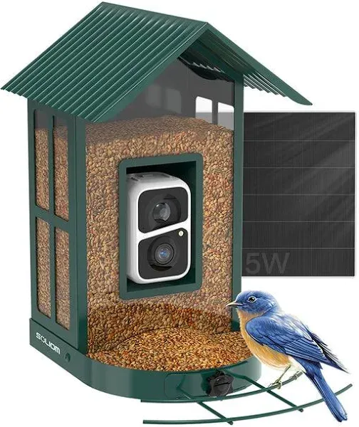 Soliom BF08S-G - Wireless Outdoor Bird Feeder with Camera with AI Identify