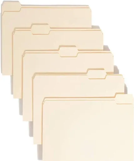 Smead Manila File Folders 1/5-Cut Tabs Letter Size 100/Box