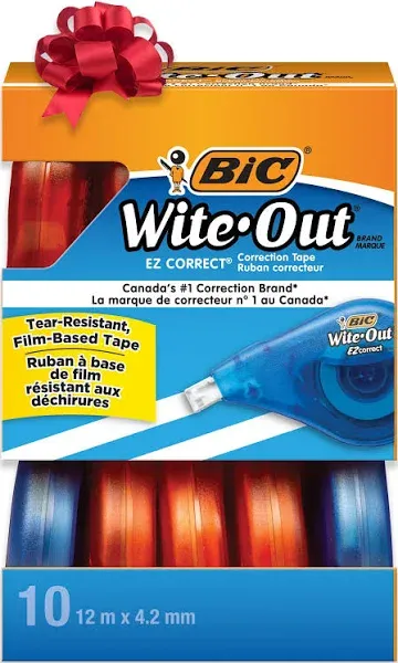 Wite-Out EZ Correct Correction Tape, Non-Refillable, 1/6" x 472", 18/Pack, BIC