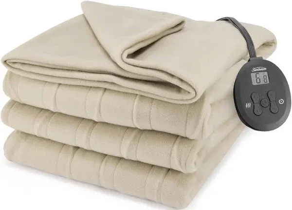 Sunbeam Royal Ultra Fleece Heated Electric Blanket King Size, 90" x 100", 12 Heat Settings, 12-Hour Selectable Auto Shut-Off, Fast Heating, Machine Washable, Warm and Cozy, Iron