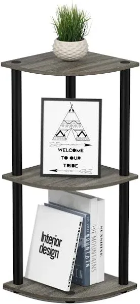 Furinno Turn-N-Tube 3-Tier Corner Display Rack Multipurpose Shelving Unit, Dark 