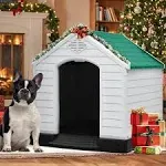 YITAHOME 28.5'' Plastic Dog House Outdoor Indoor Doghouse Puppy Shelter Water Resistant Easy Assembly Sturdy Dog Kennel with Air Vents and Elevated