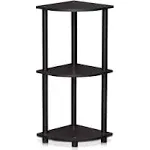 Furinno - 12077DWN Turn-N-Tube 3-Tier Corner Display Rack Multipurpose Shelving Unit, Dark Walnut