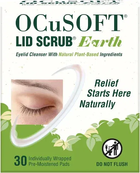 OCuSOFT Lid Scrub Earth Eyelid Cleanser Pre-Moistened Eyelid Wipes for Mild to Moderate Conditions