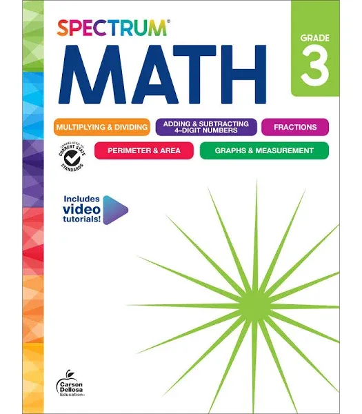 Spectrum Math Workbook, Grade 3 paperback by Spectrum