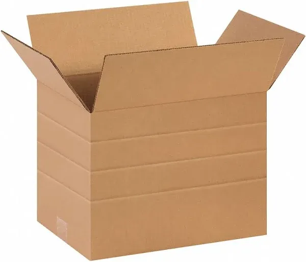 MD141010 Multi-Depth Corrugated Cardboard Box 14&#034; L x 10&#034; W x 10&#034; H, Kraft, f...