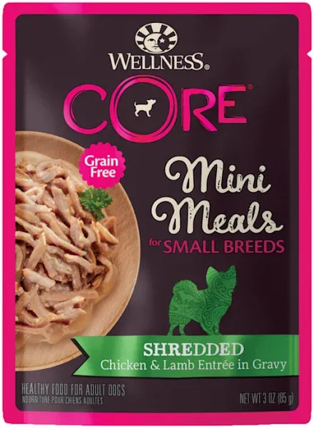 Wellness CORE Natural Grain Free Small Breed Mini Meals Wet Dog Food, Shredded C