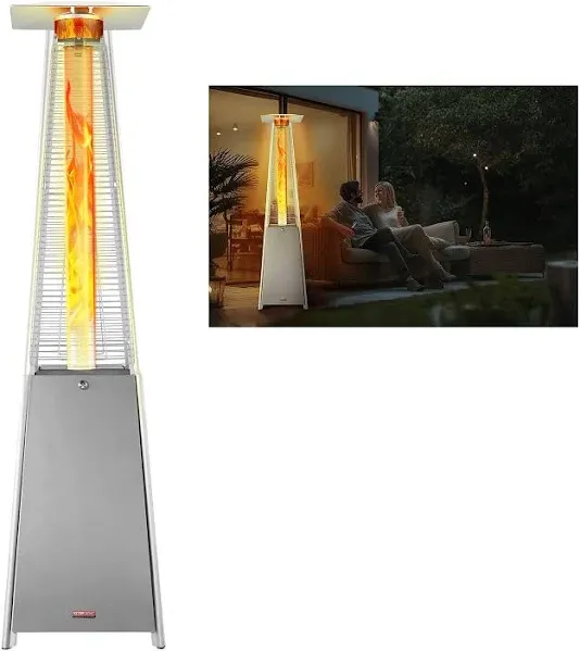 VEVOR Propane Patio Heater 48000BTU Pyramid w/Wheels for Outdoor Patio Bronze