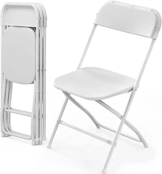 Vingli Plastic Folding Chair Indoor Outdoor Portable Stackable Commercial Seat with Steel Frame 350lb. Capacity for Events Office