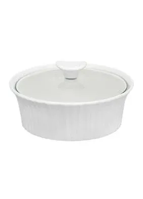 Corningware 1-1/2 Qt. Stoneware French White Round Covered Casserole Dish