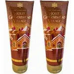 Lot Of 2 Bath &amp;Body Works Jolly Gingerbread Village 8oz. Body Cream