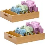 XiaoyuziTF 2 Pack Bamboo Lid Holder Food Container Kitchen Organizer with 5 Adjustable Dividers