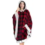 PAVILIA Angel Wrap Hooded Blanket | Poncho Blanket Wrap with Soft Sherpa Fleece | Plush, Warm, Wearable Throw Cape with Pockets | Cozy Gifts for Women