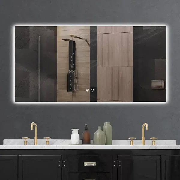 Orren Ellis Adorna LED Backlit Frameless Lighted Bathroom Vanity Mirror