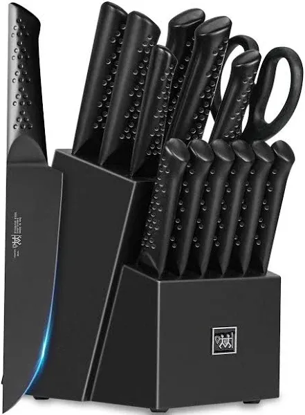 HUNTER.DUAL Knife Sets for Kitchen with Block, HUNTER.DUAL 15 Piece Knife Set...