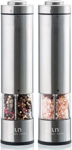 Salt and Pepper Grinder - Battery Operated Stainless Steel Pepper Mill with L...