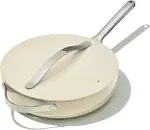 Caraway Nonstick Ceramic Sauté Pan with Lid 4.5 QT 11.8 Non Toxic Safe Cream