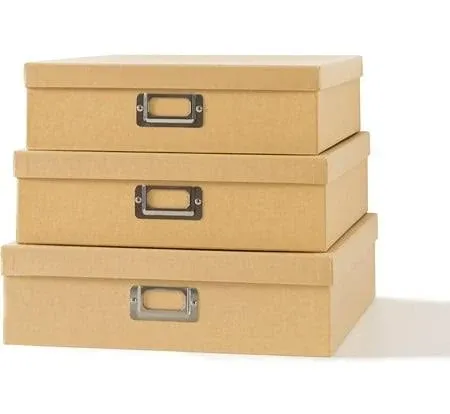  Decorative Storage Boxes with Lids, Set of 3 Nesting Kraft Just the Basics