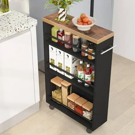 Slim Rolling Narrow Kitchen Cart on Wheels