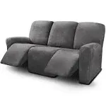 ULTICOR 8-Pieces Recliner  Velvet Stretch Reclining Sofa Covers, Dark Gray