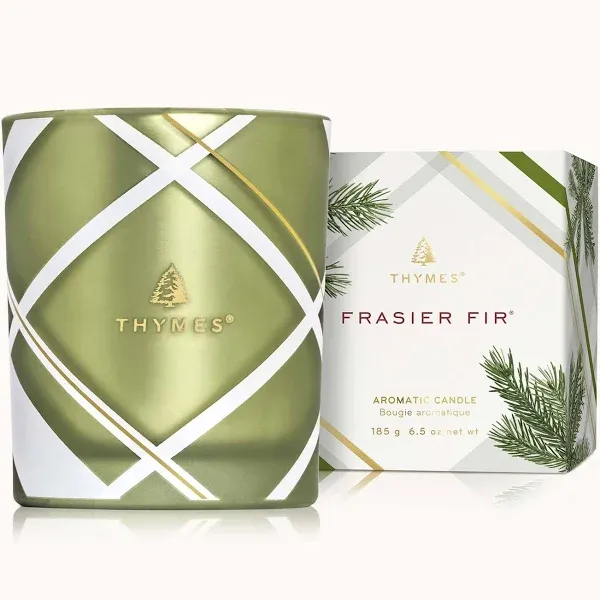 Thymes Frasier Fir Frosted Plaid Candle