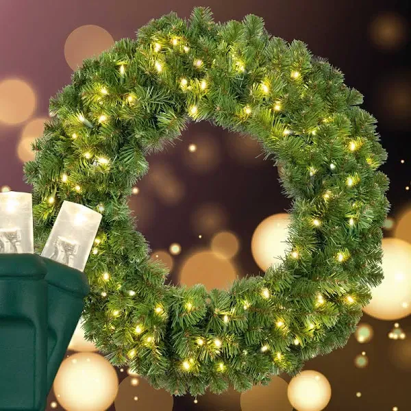 Pre-lit Commercial Sequoia Fir LED Christmas Wreath