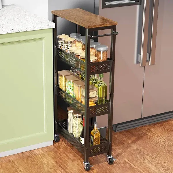 4-Tier Slim Rolling Narrow Kitchen Cart