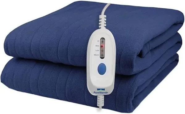 Pure Warmth Solid Flannel Electric Heated Warming Blanket