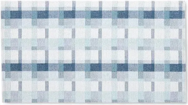 Stella Owen Plaid Slip-Resistant Kitchen Mat Blue/White 20&#034;x36&#034;