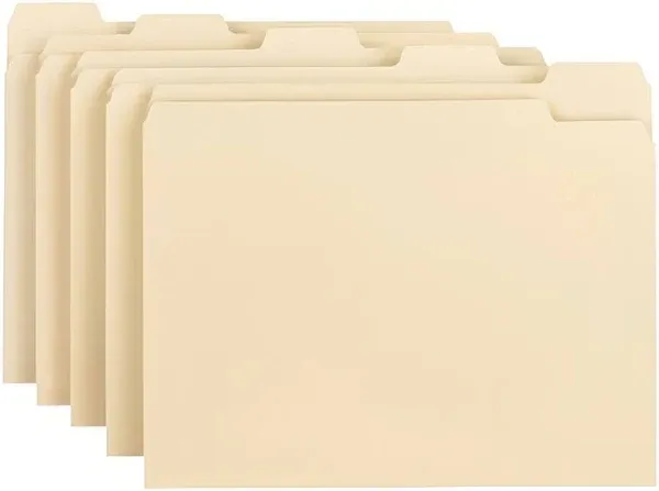 Smead Manila File Folders 1/5-Cut Tabs Letter Size 100/Box