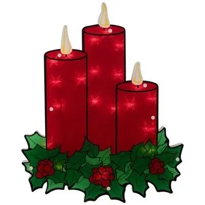 17.5" Lighted Three Candles Christmas Window Silhouette