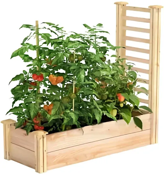 Greenes Fence 16 in. x 8 ft. x 11 in. Premium Cedar Raised Garden Bed with Trellis