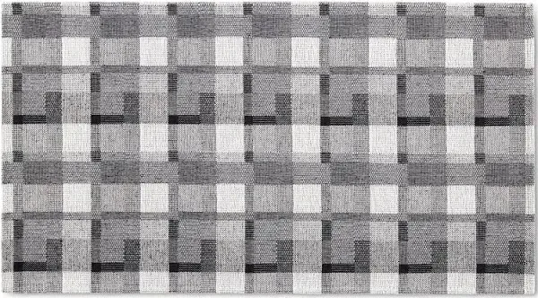 Martha Stewart Stella Owen Plaid Slip-Resistant Kitchen Mat, Black/Grey/White, 20"x36"