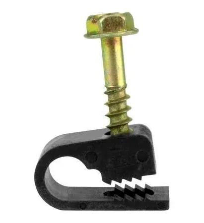 Flexible Single Cable Screw Clips (Pack of 100 / Black)