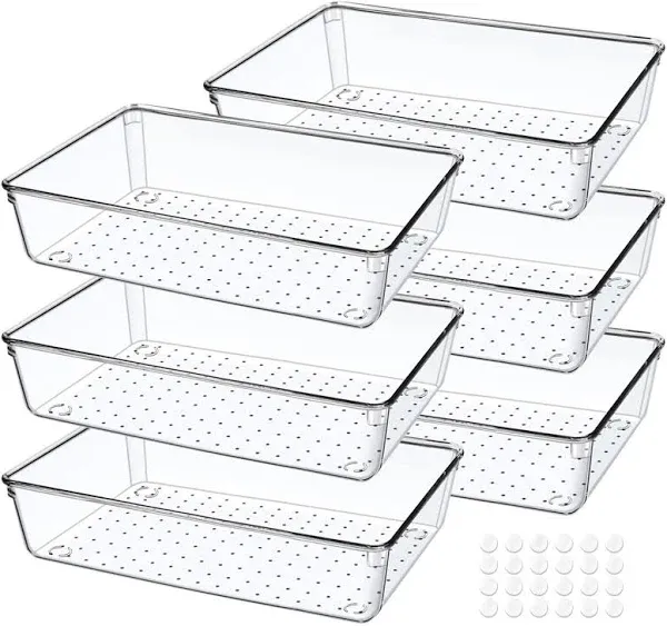 6 Pack Large Versatile Stackable Drawer Organizer Trays