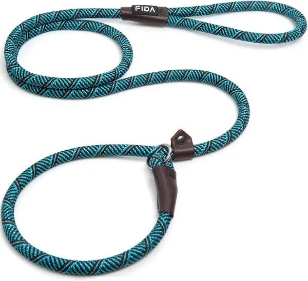 FIDA Rope Slip Training Dog Leash, 6-ft long, 1/2-in wide, Blue