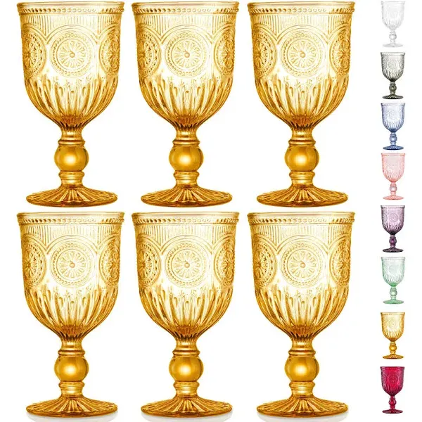 Yungala Amber Wine Glasses set of 6 Amber Goblets