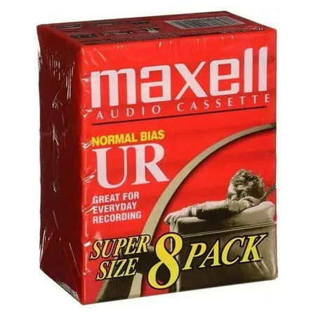 New &amp; Sealed MAXELL Blank Audio Cassette Tapes Normal Bias 8 Pack UR 60 Minutes